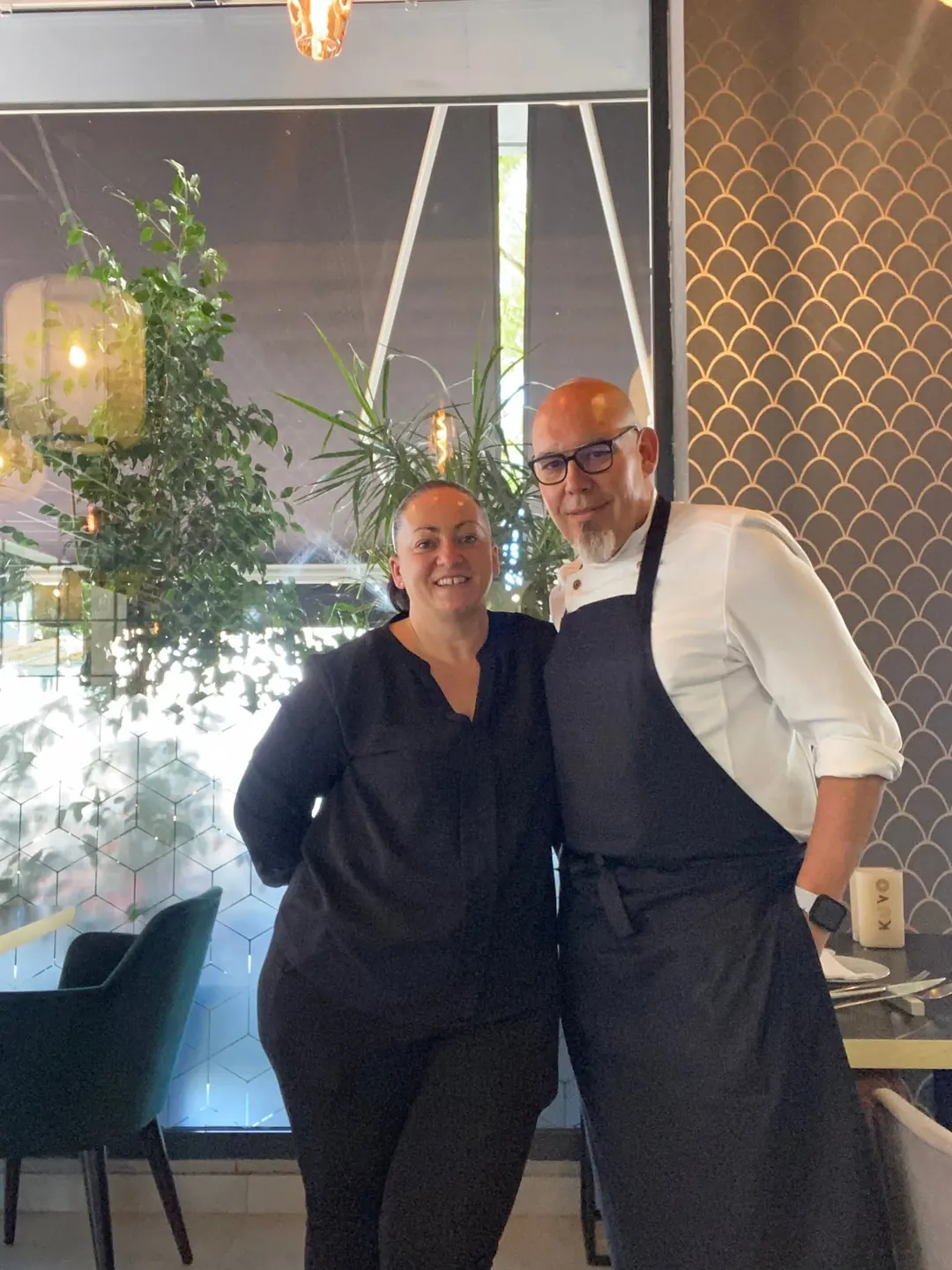Pilar and Óscar together in the dining room at Kuvo